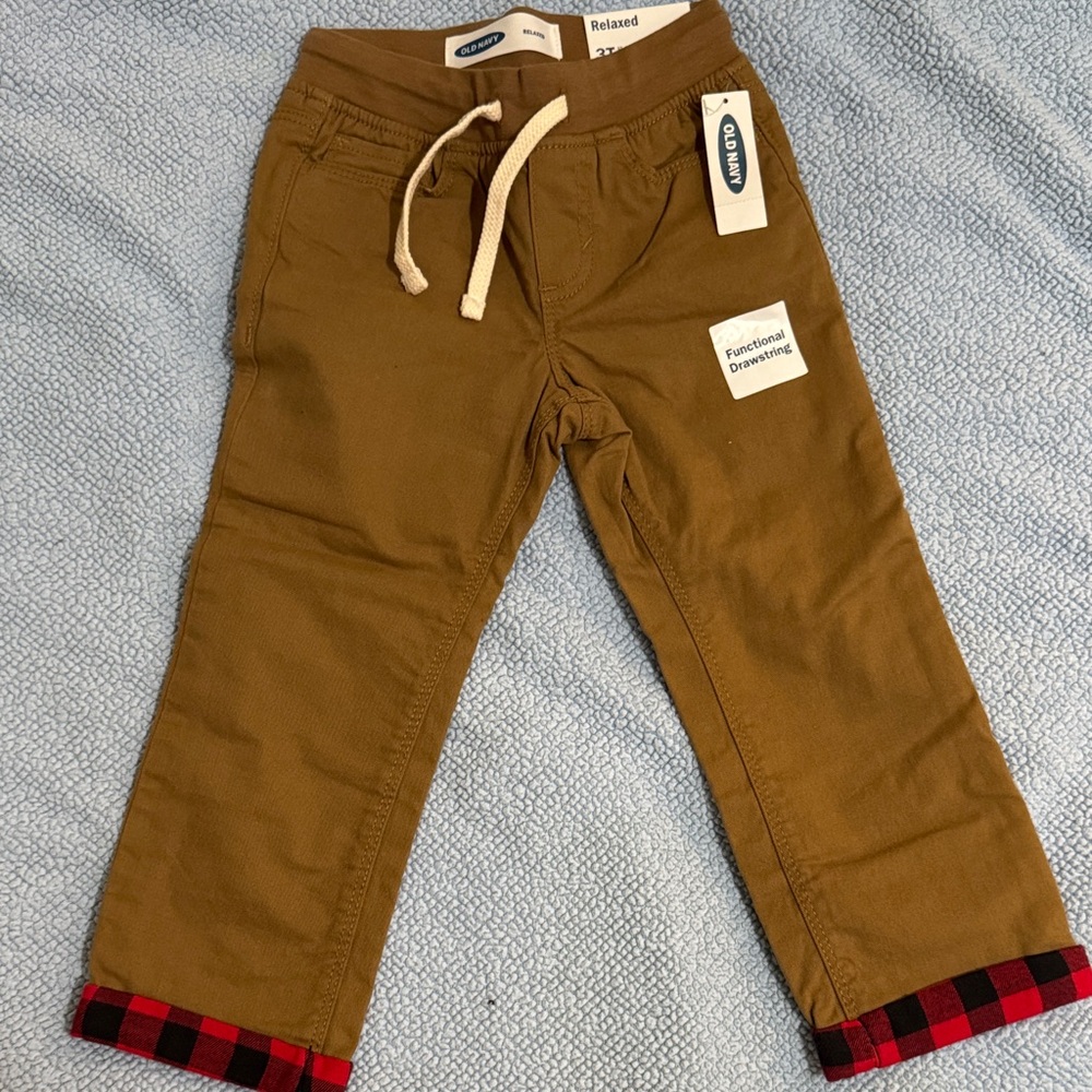 Old Navy Kids Tan Casual Pants with Red Accents